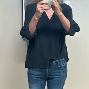 Joie Flowy Elegant Black Women's Silk Top. 3/4 Sleeve. Size Small.